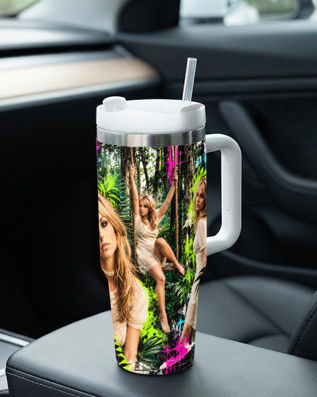 Britney 25th Anniversary – Jungle Editorial Neon Green – 40oz Tumbler
