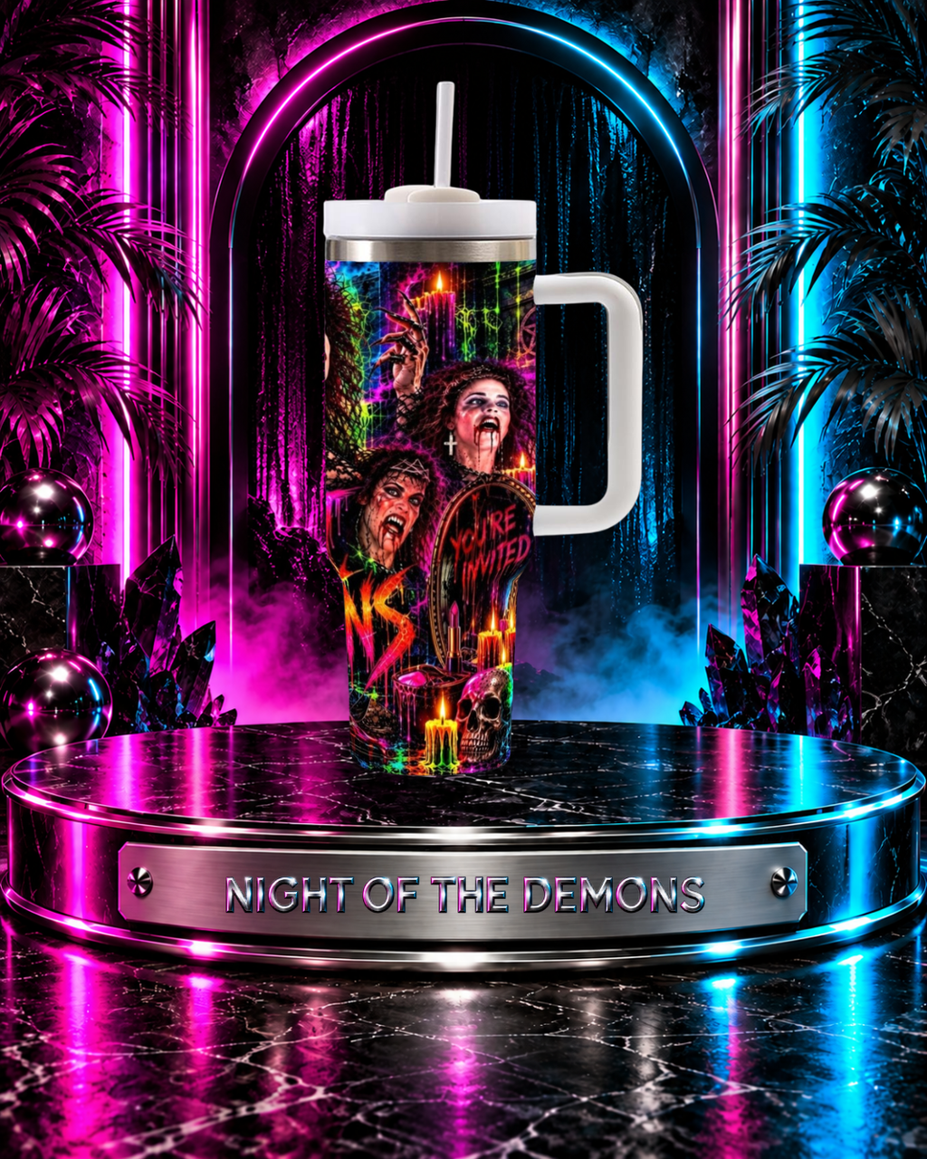 Night Of The Demons — Angela's Halloween Ball | 40oz Tumbler With Handle