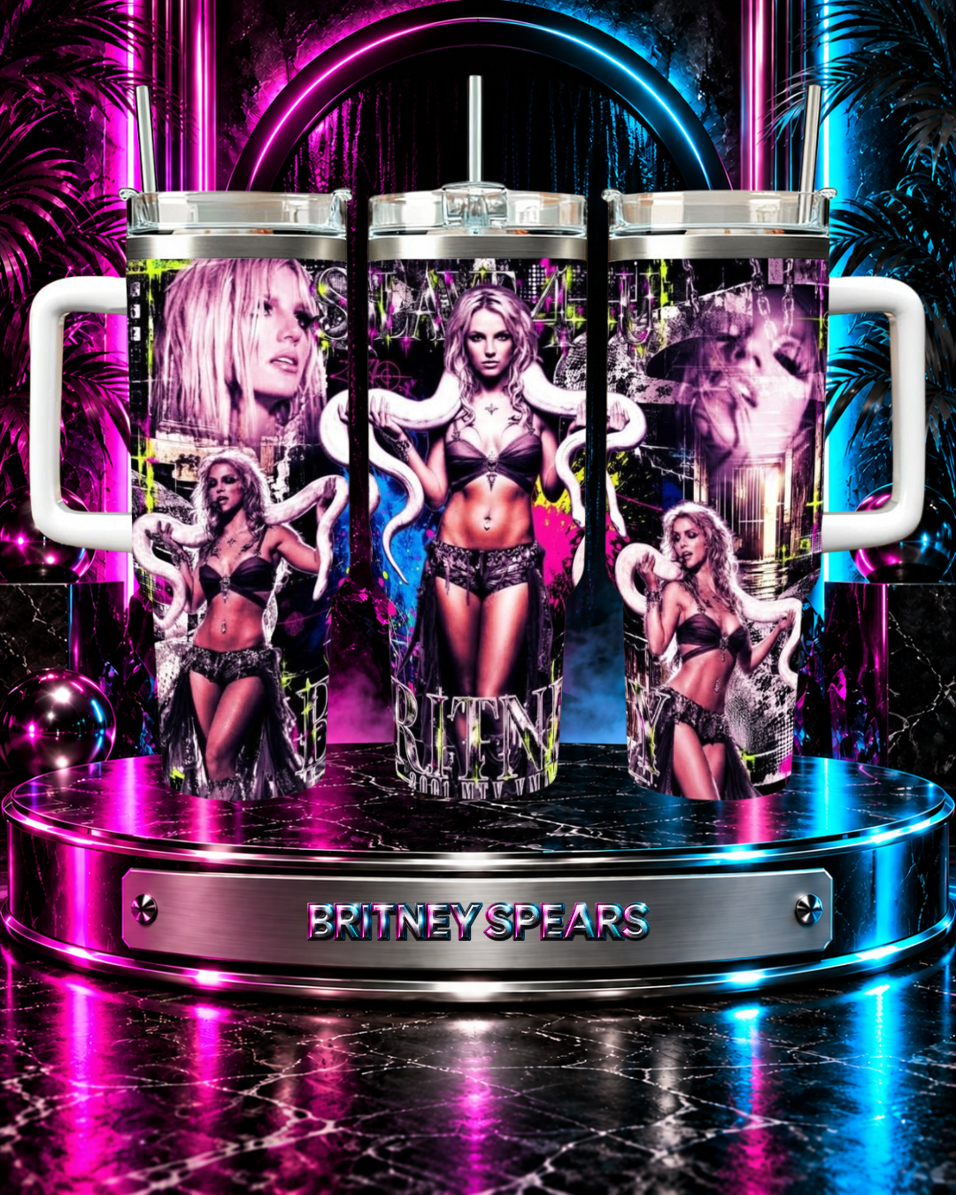 Britney 25th Anniversary – 2001 VMA Snake – Color – 40oz Tumbler