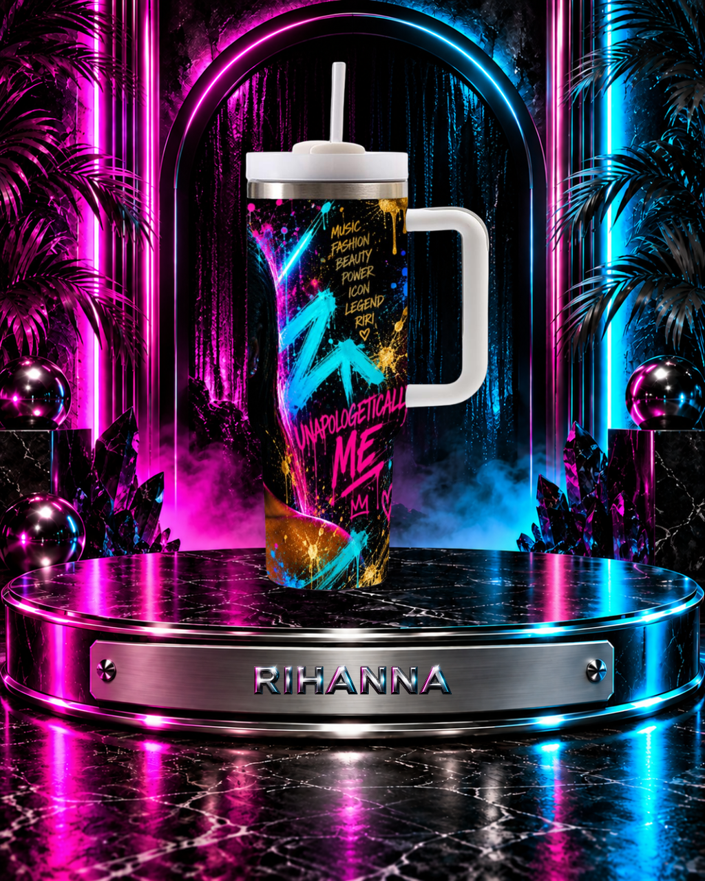 Rihanna — Neon Royalty | 40oz Tumbler With Handle
