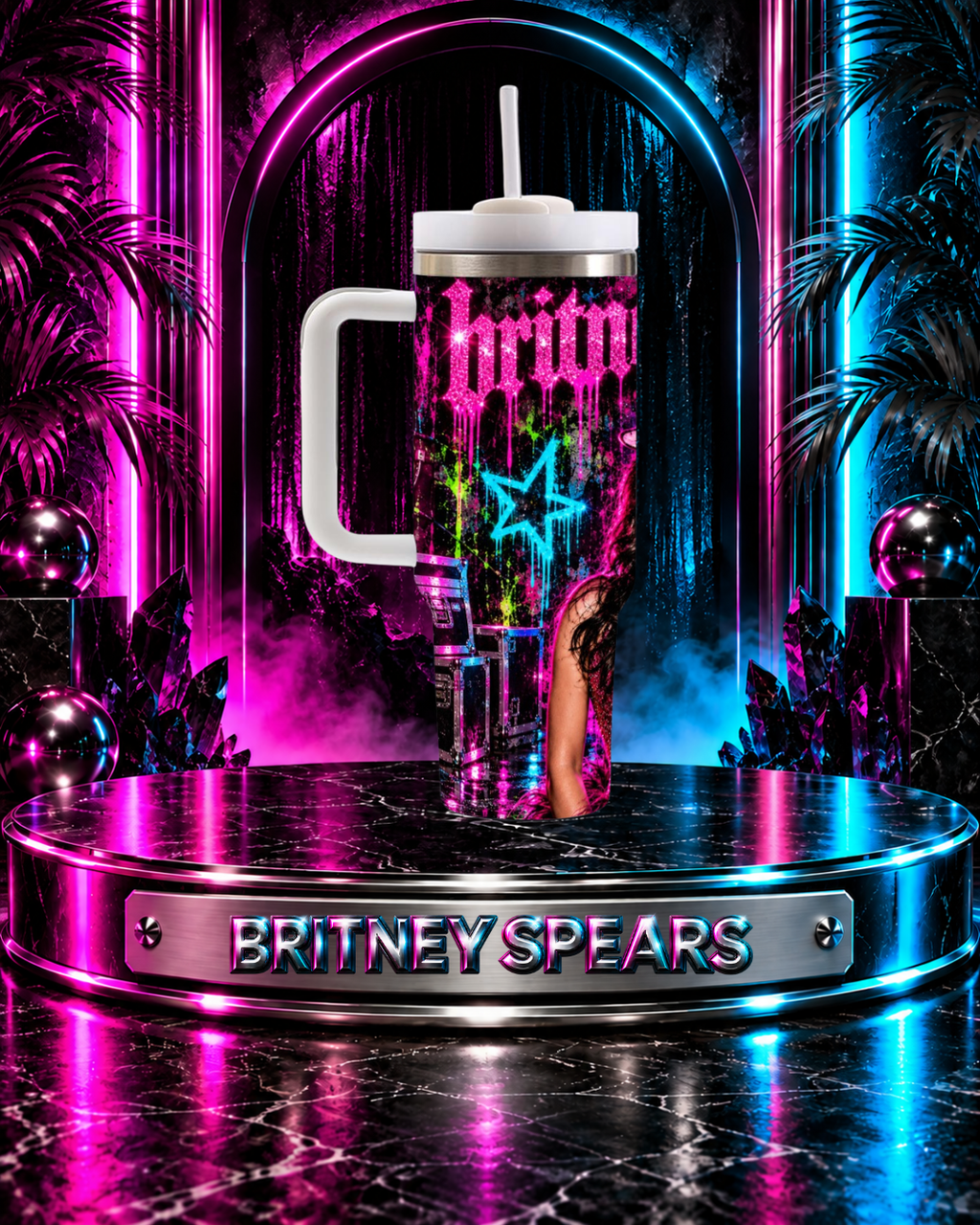 Britney Spears — Neon Royalty | 40oz Tumbler with Handle