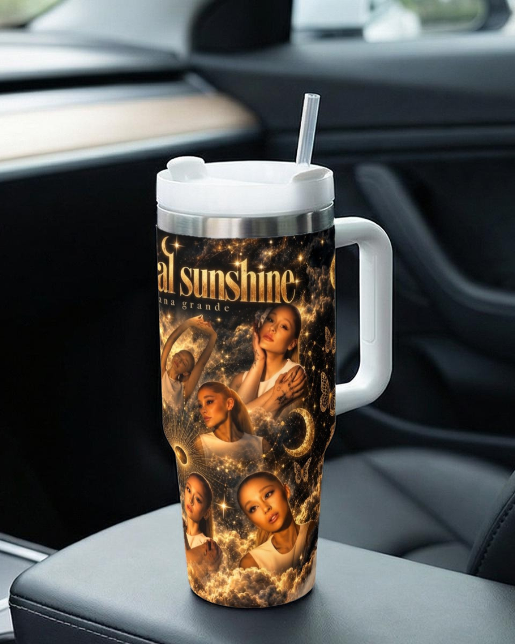 Ariana Grande — Gold Eternal Sunshine | 40oz Tumbler With Handle