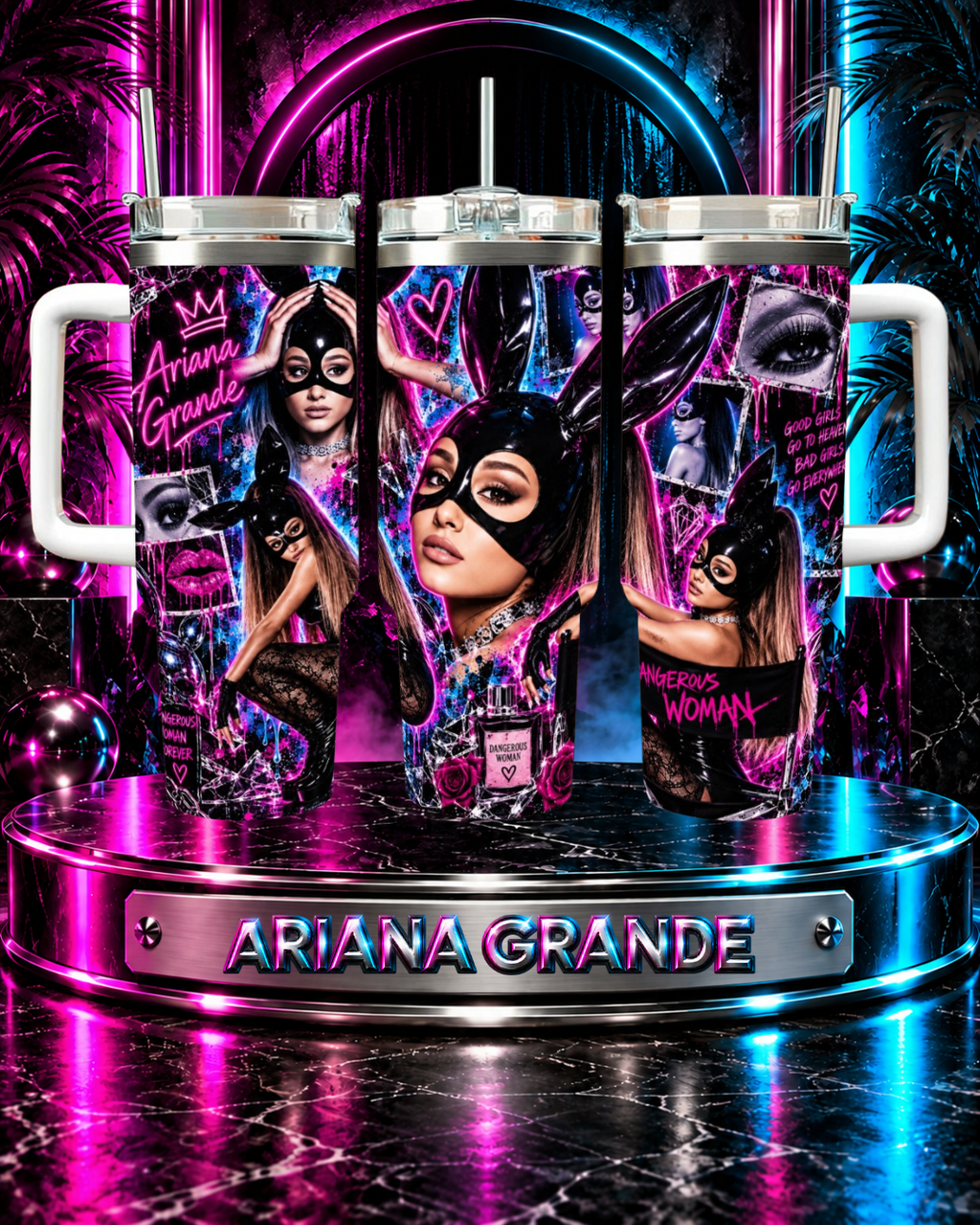 Ariana Grande — Dangerous After Dark | 40oz Tumbler With Handle Printed in USA