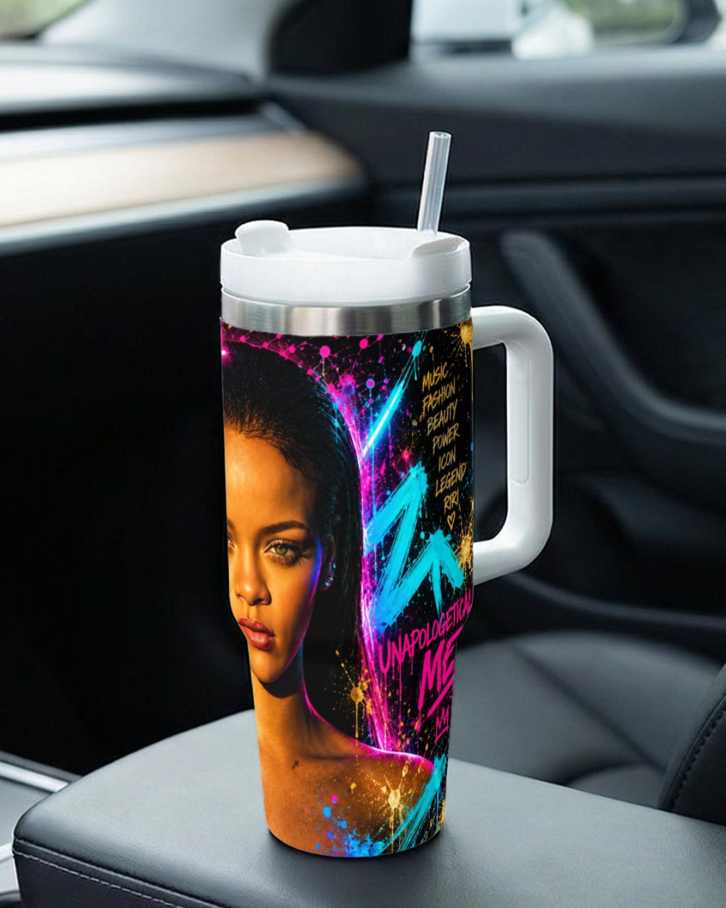 Rihanna — Neon Royalty | 40oz Tumbler With Handle