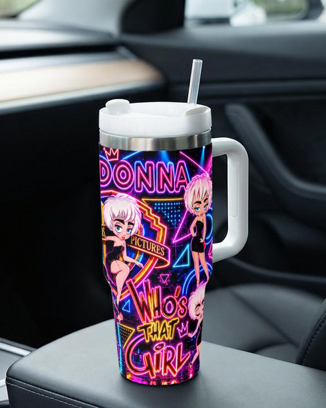 Madonna — Who's That Girl In Neon | 40oz Tumbler With Handle