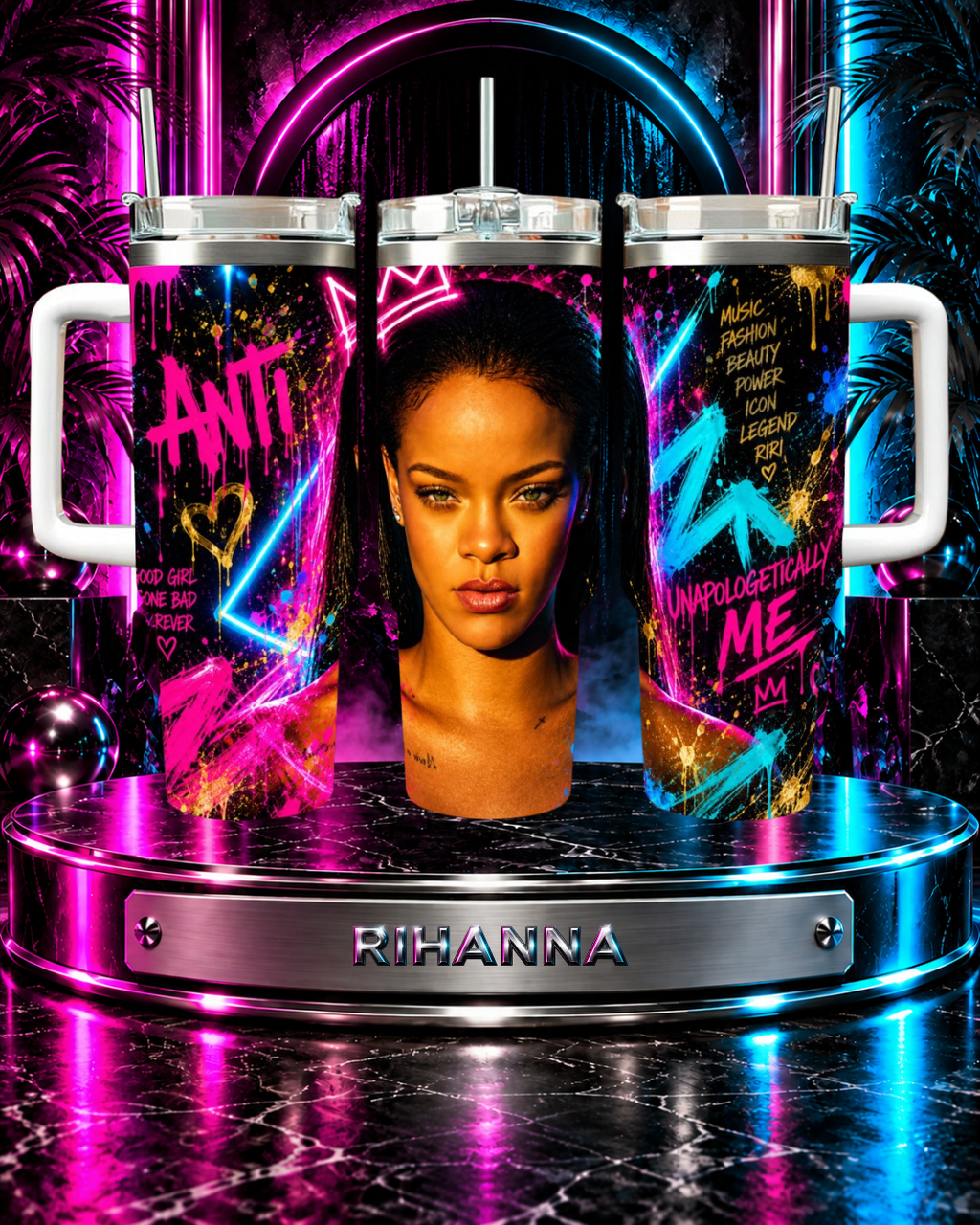 Rihanna — Neon Royalty | 40oz Tumbler With Handle