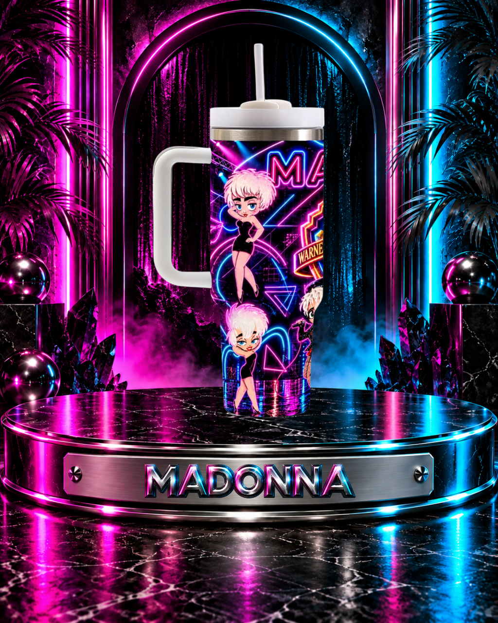 Madonna — Who's That Girl In Neon | 40oz Tumbler With Handle