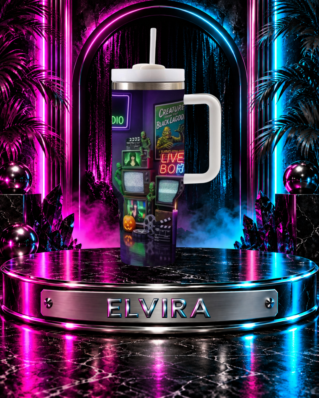 Elvira — Monster TV Studio | 40oz Tumbler With Handle