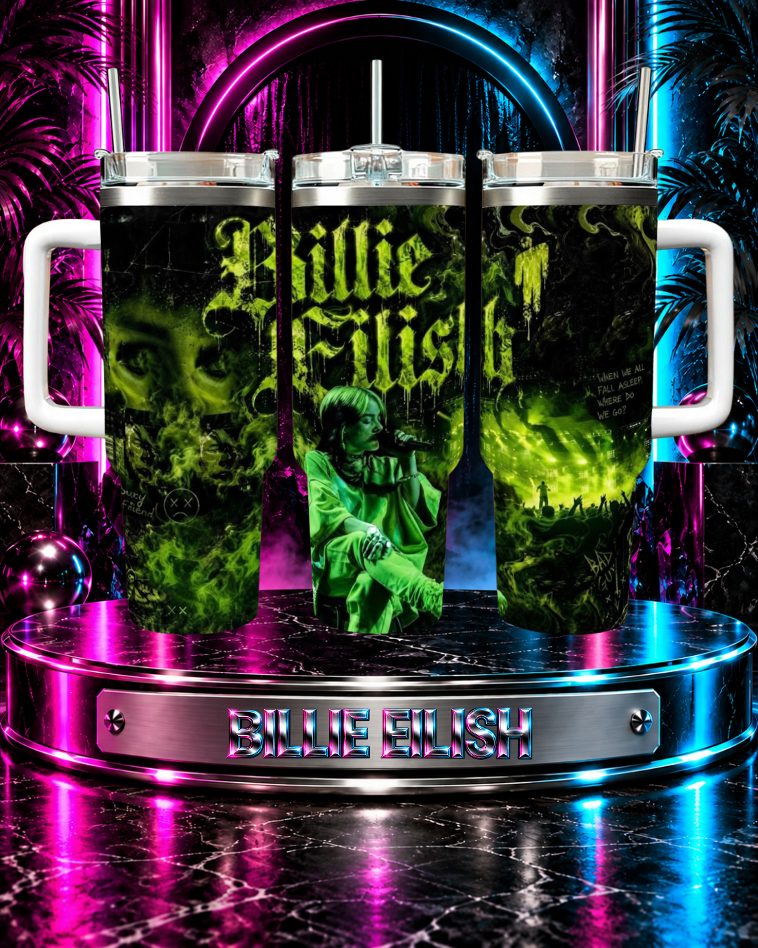 Billie Eilish — Toxic Green | 40oz Tumbler With Handle