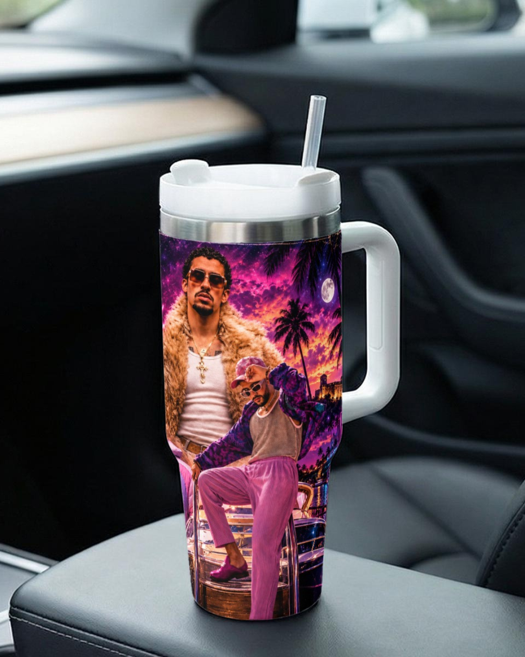 Bad Bunny — Neon Verano | 40oz Tumbler With Handle