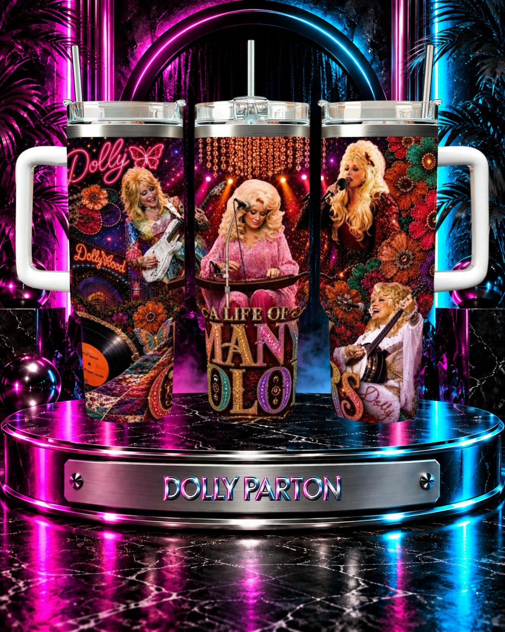 Dolly Parton — A Life Of Many Colors | 40oz Tumbler With Handle