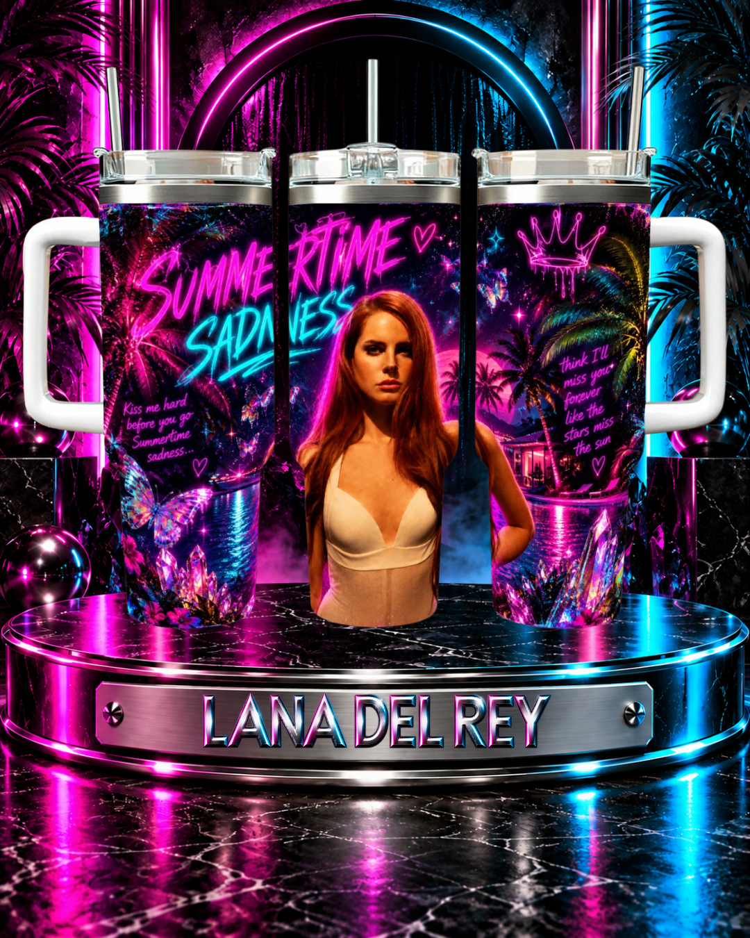 Lana Del Rey — Neon Palm Tree Dreams | 40oz Tumbler With Handle