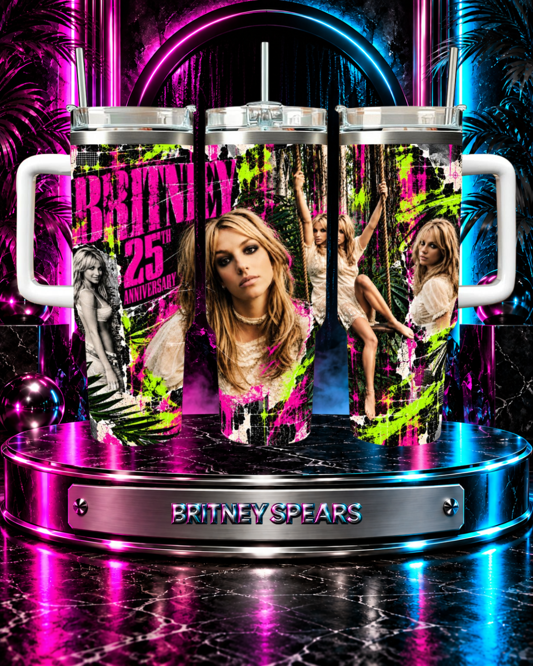 Britney 25th Anniversary – Jungle Editorial Pink – 40oz Tumbler