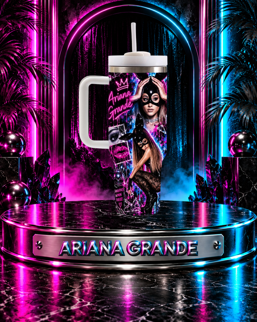 Ariana Grande — Dangerous After Dark | 40oz Tumbler With Handle Printed in USA