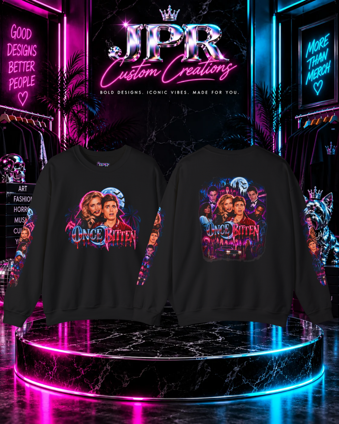 Once Bitten — Neon Fangs & Palm Trees | Sweatshirt