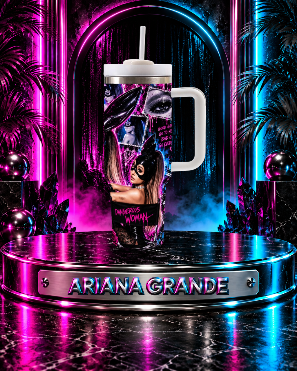 Ariana Grande — Dangerous After Dark | 40oz Tumbler With Handle Printed in USA