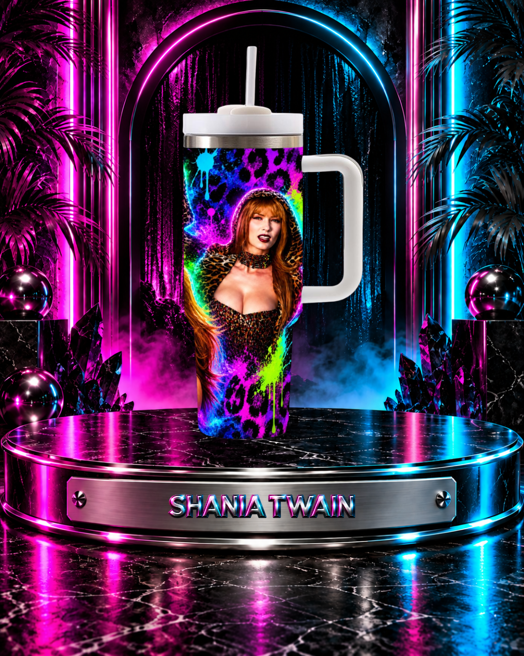 Shania Twain — That Don't Impress Me Much Neon Print | 40oz Tumbler With Handle