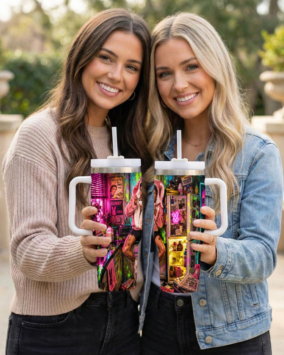 Bad Bunny — Neon Breakfast Haze | 40oz Tumbler With Handle