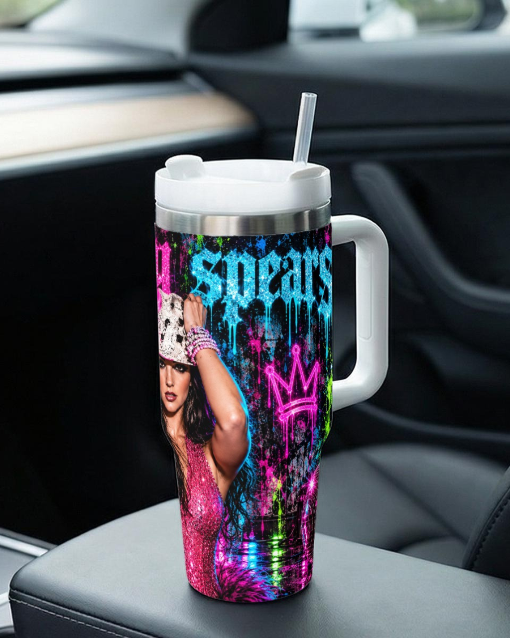 Britney Spears — Neon Royalty | 40oz Tumbler with Handle