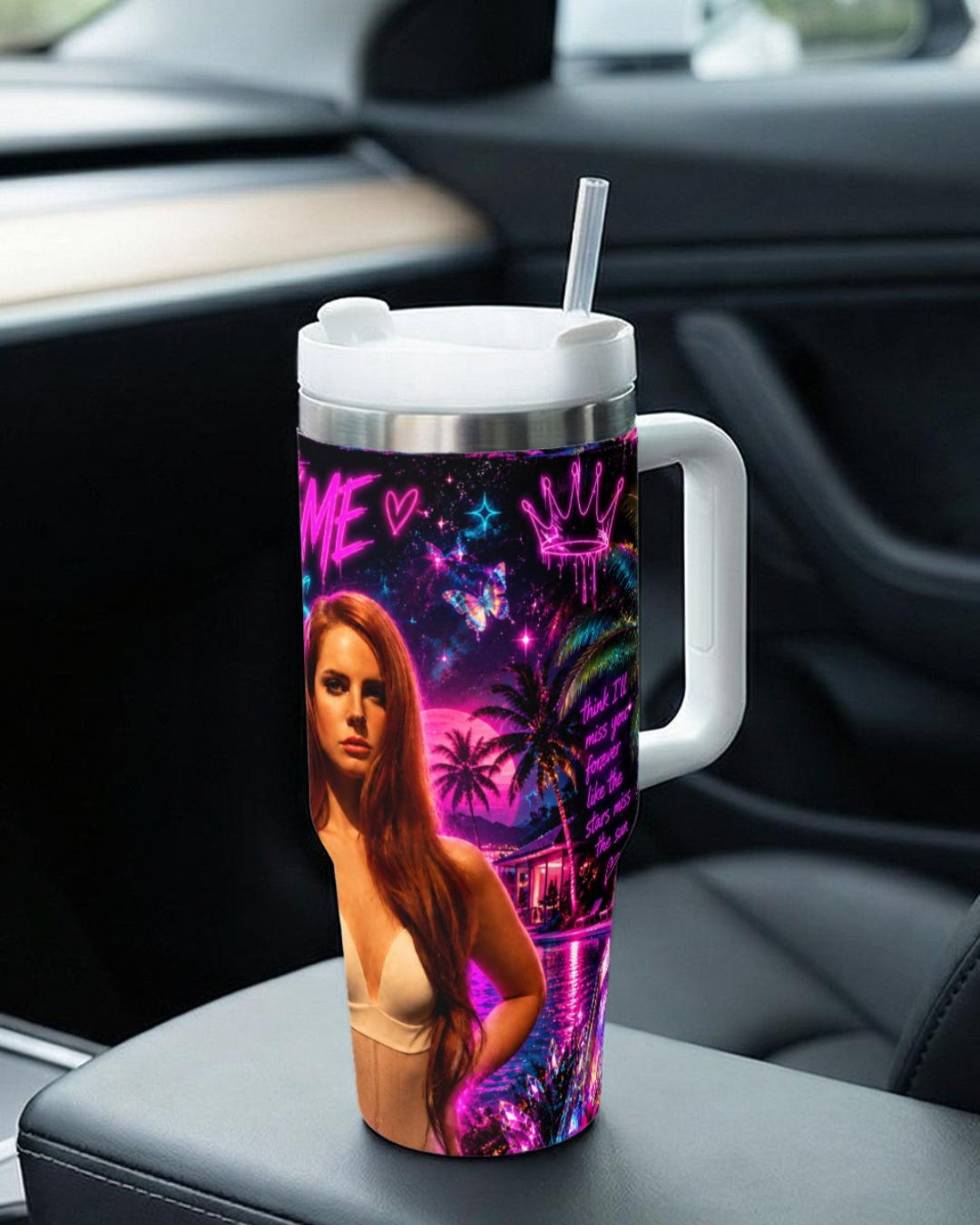 Lana Del Rey — Neon Palm Tree Dreams | 40oz Tumbler With Handle