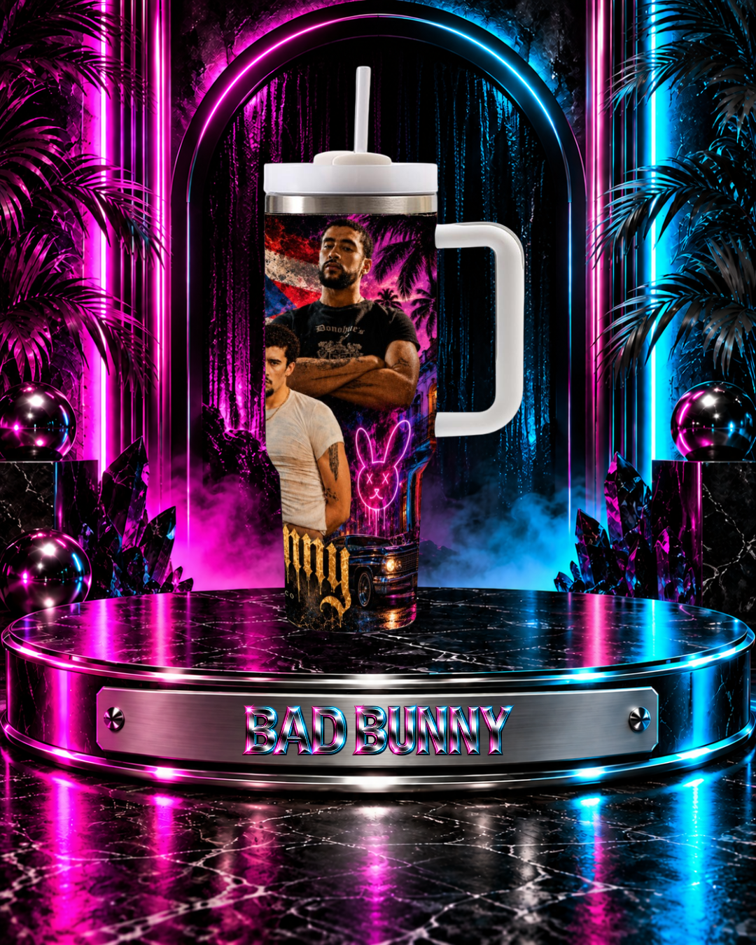 Bad Bunny — King Of Puerto Rico | 40 oz Tumbler With Handle