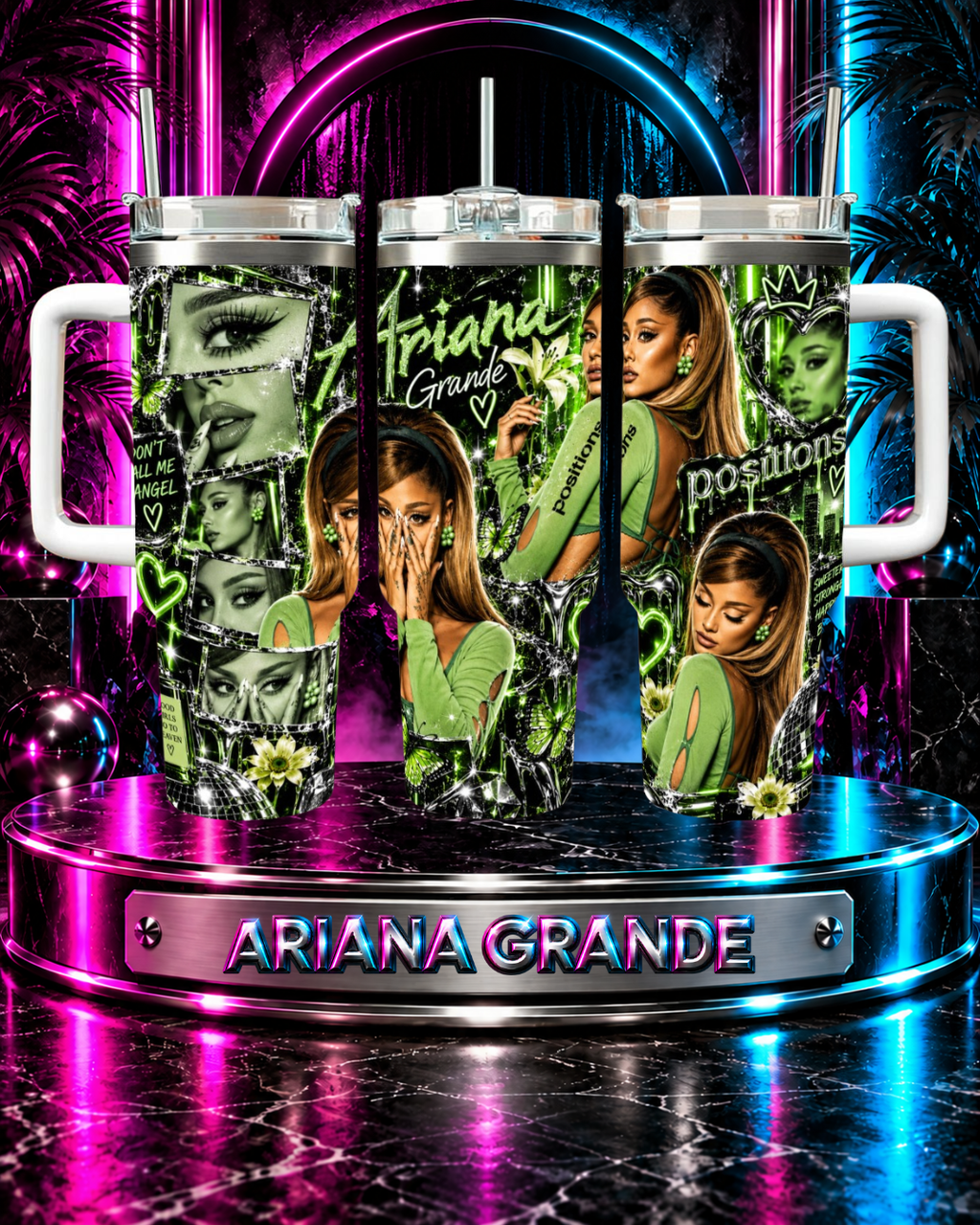 Ariana Grande — Positions In Green | 40oz Tumbler With Handle