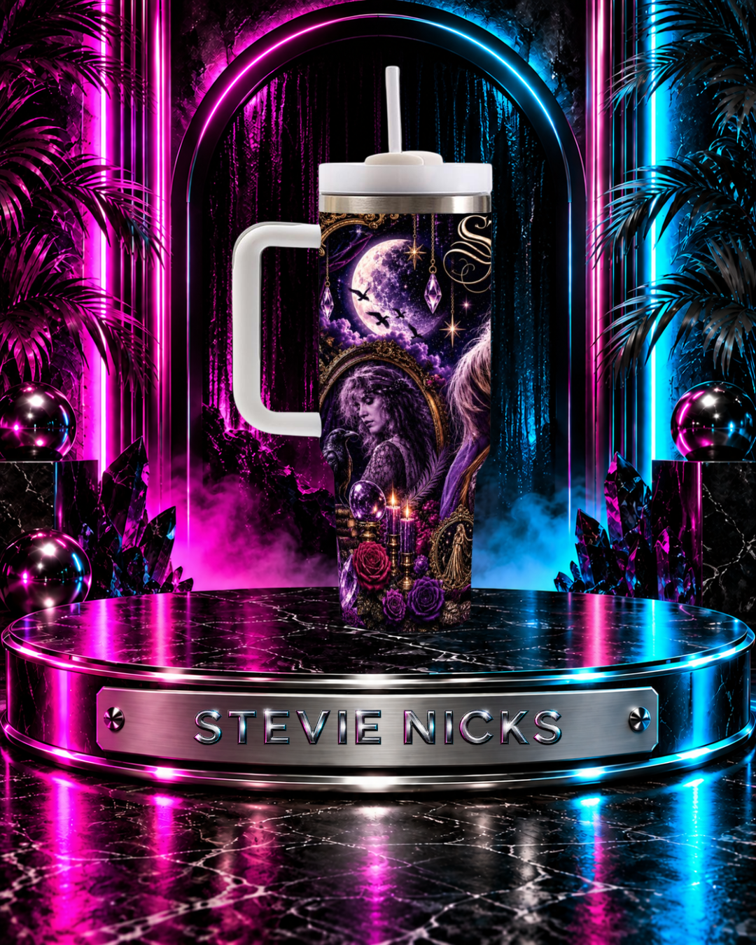 Stevie Nicks — Moonlight & Roses | 40oz Tumbler With Handle