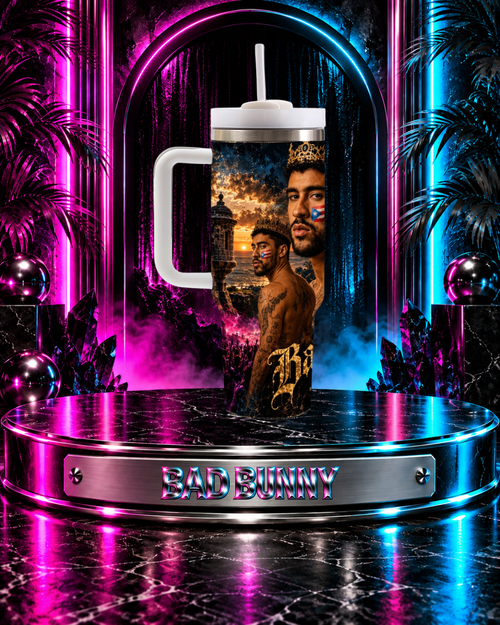 Bad Bunny — King Of Puerto Rico | 40 oz Tumbler With Handle