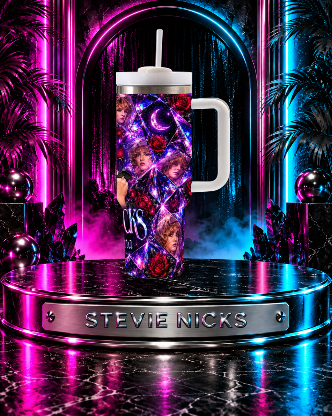 Stevie Nicks — Pink Crystal Visions | 40oz Tumbler With Handle
