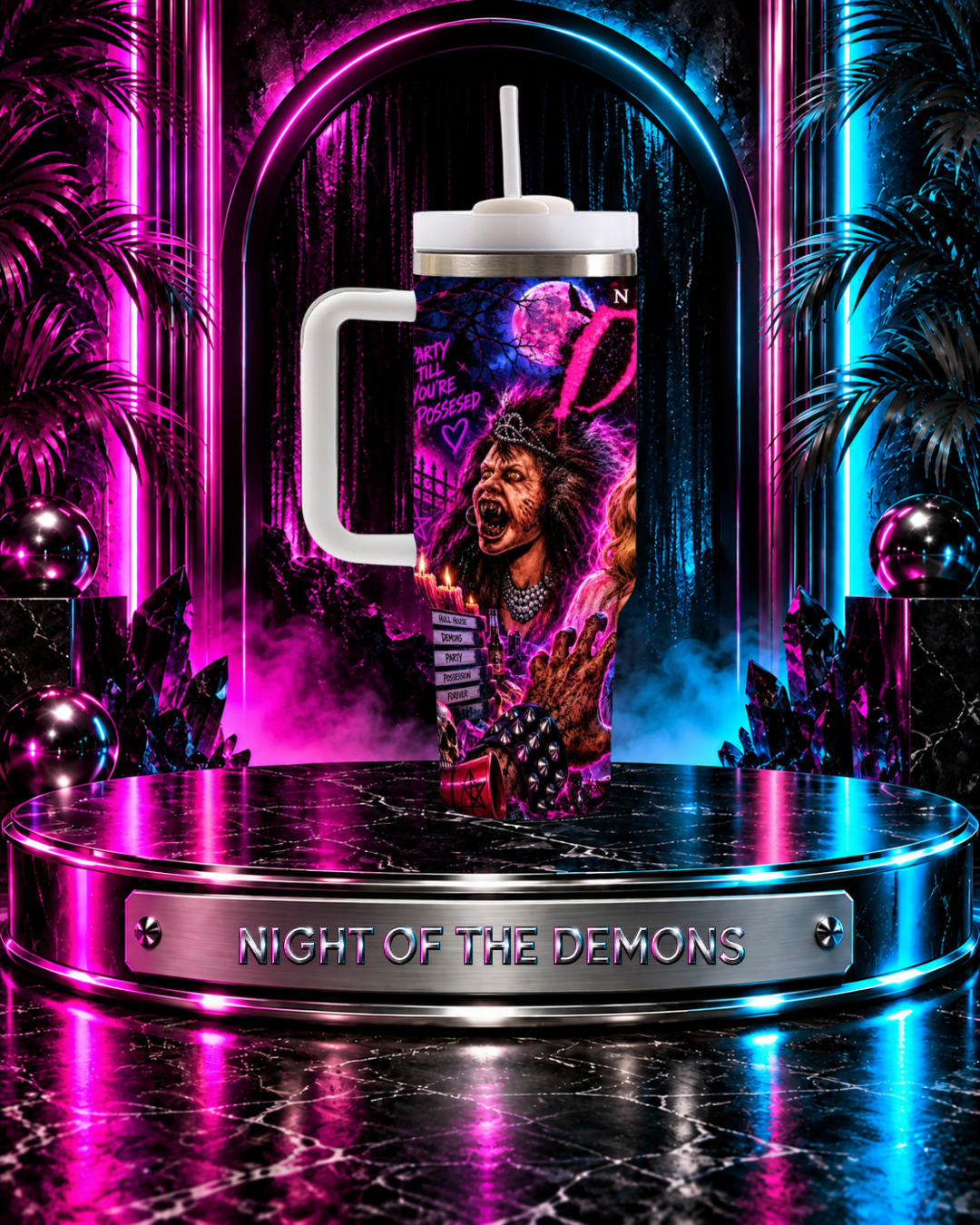 Night Of The Demons — Lipstick Hellfire | 40oz Tumbler With Handle