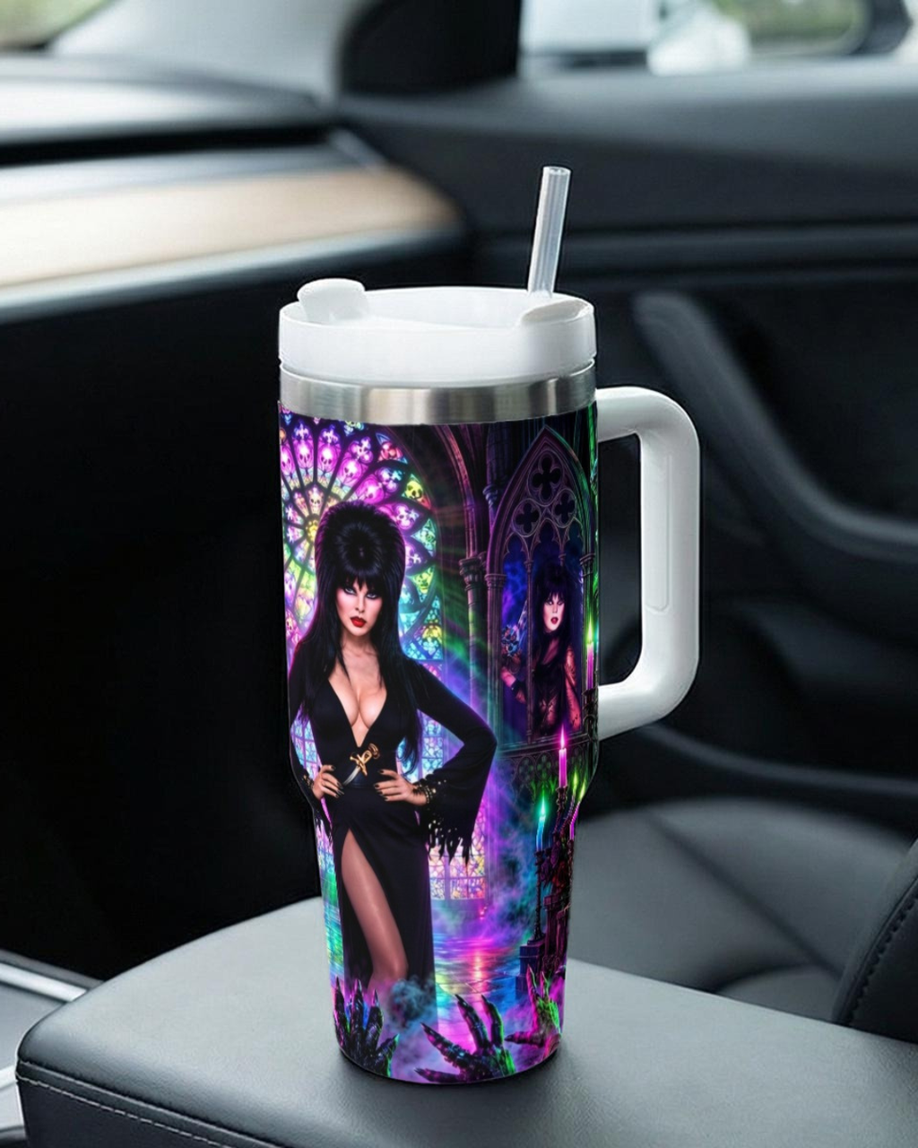 Elvira — Mistress of the Dark Cathedral | 40oz Tumbler With Handle