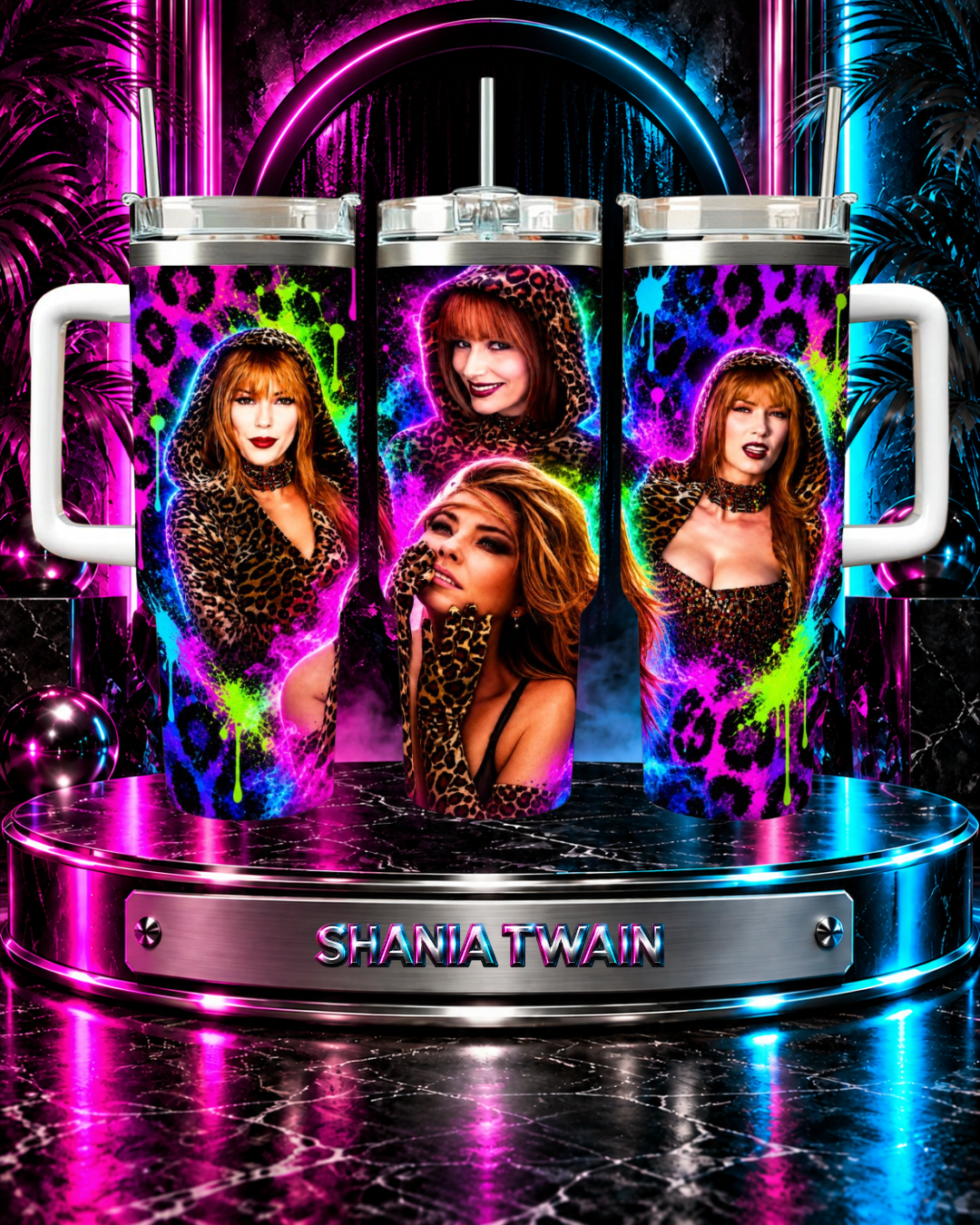 Shania Twain — That Don't Impress Me Much Neon Print | 40oz Tumbler With Handle