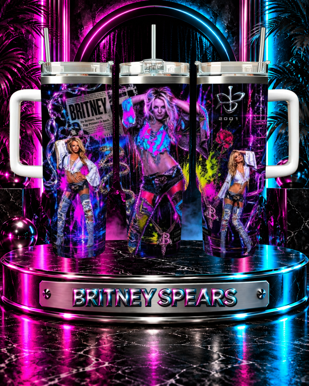 Britney Spears — Neon Rebellion | 40oz Tumbler with Handle