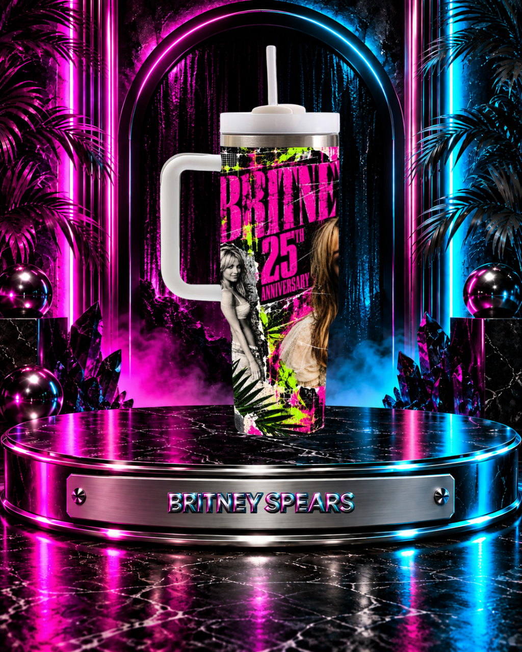 Britney 25th Anniversary – Jungle Editorial Pink – 40oz Tumbler