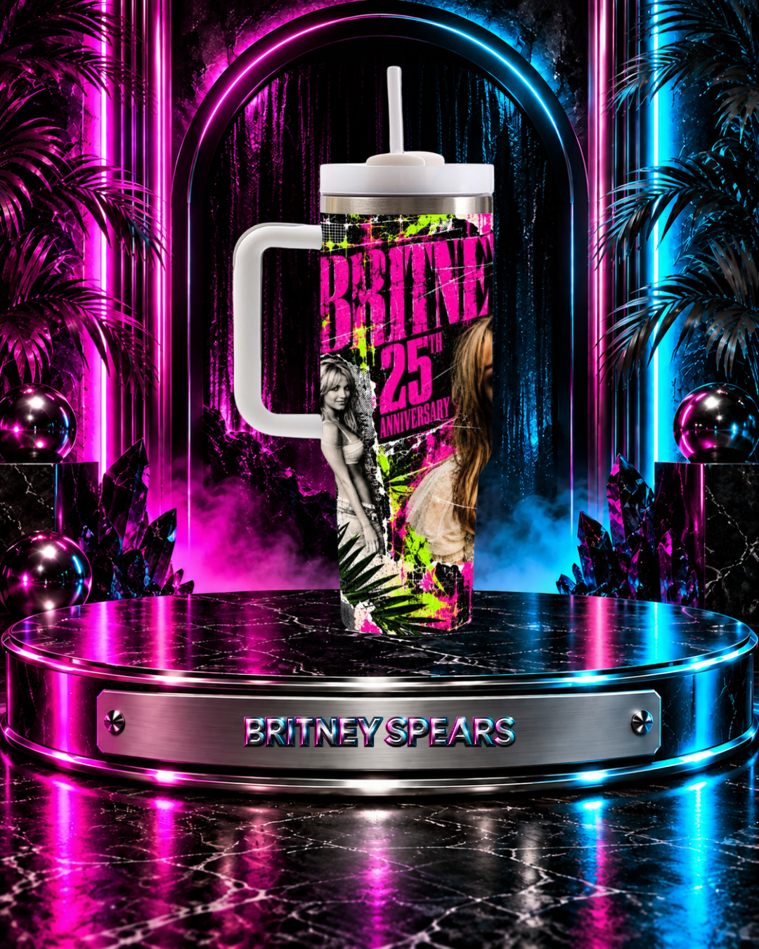 Britney 25th Anniversary – Jungle Editorial Pink – 40oz Tumbler