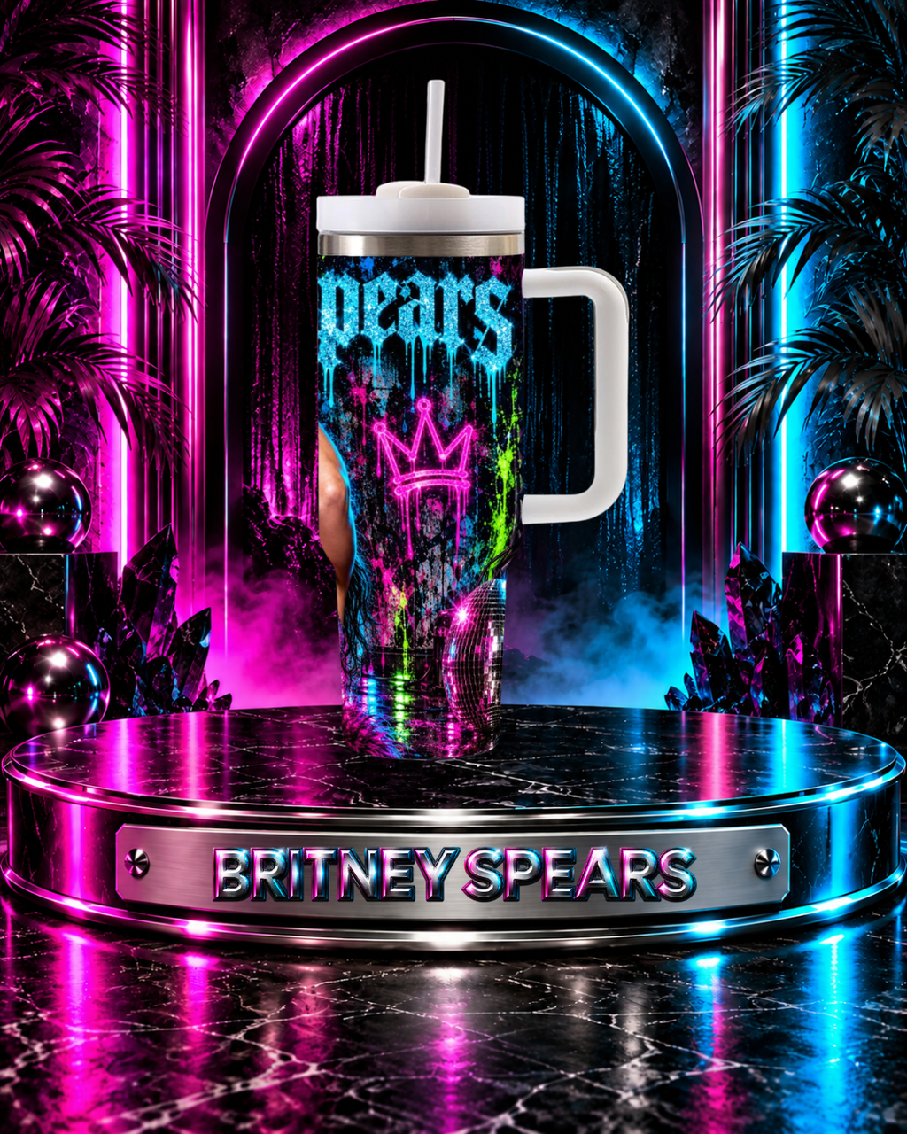 Britney Spears — Neon Royalty | 40oz Tumbler with Handle