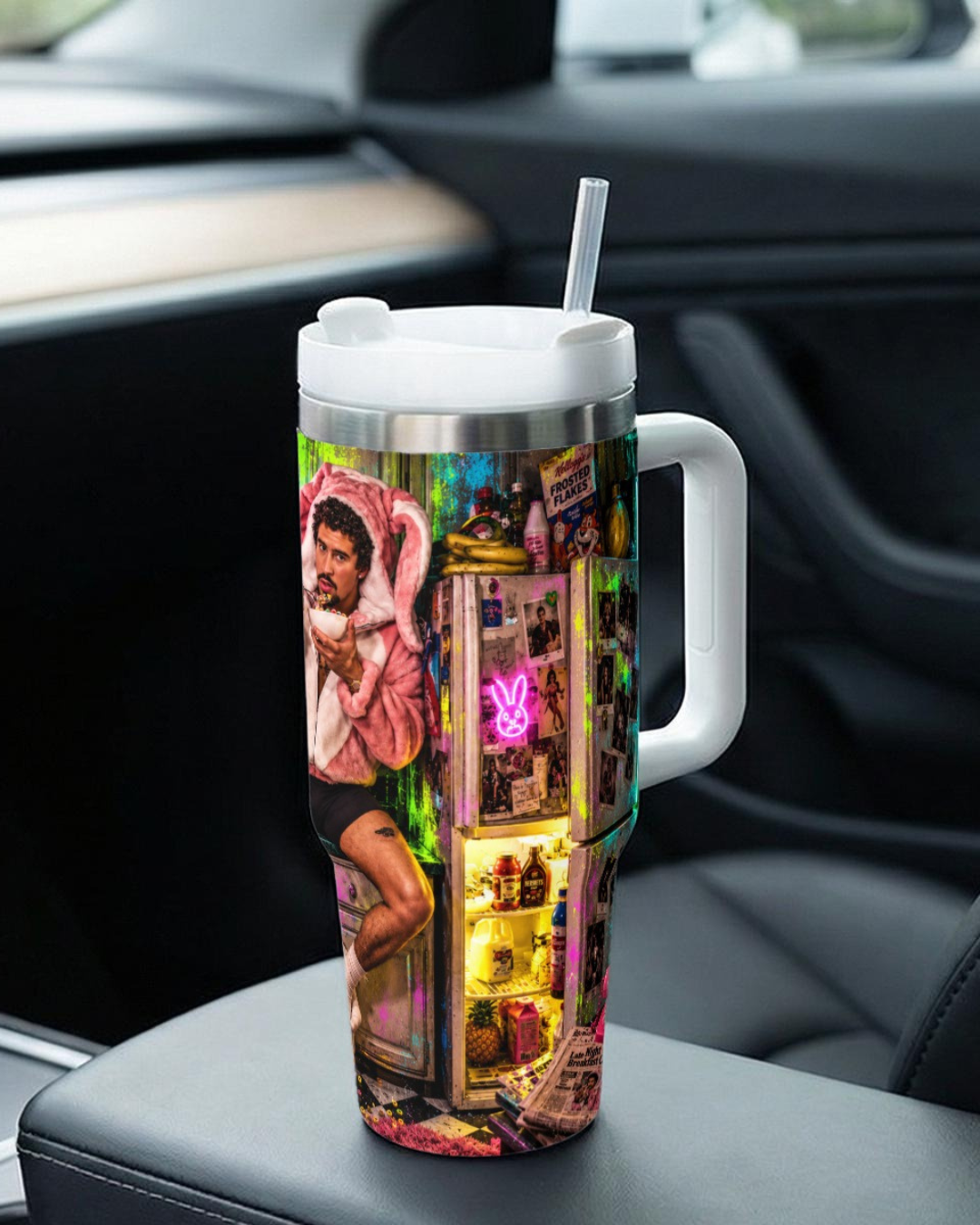 Bad Bunny — Neon Breakfast Haze | 40oz Tumbler With Handle
