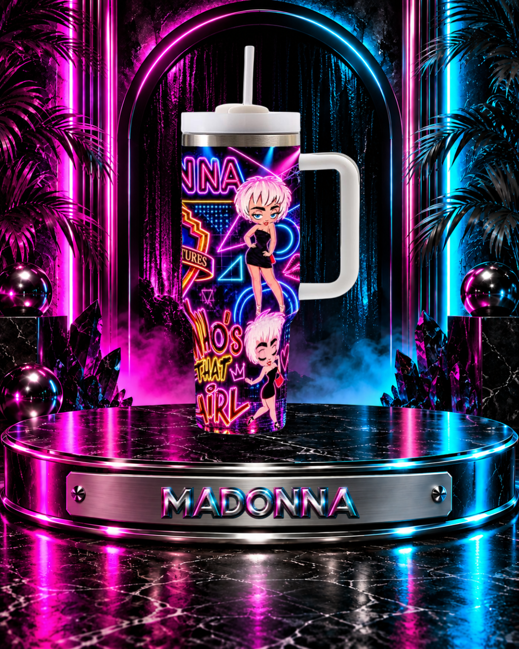 Madonna — Who's That Girl In Neon | 40oz Tumbler With Handle