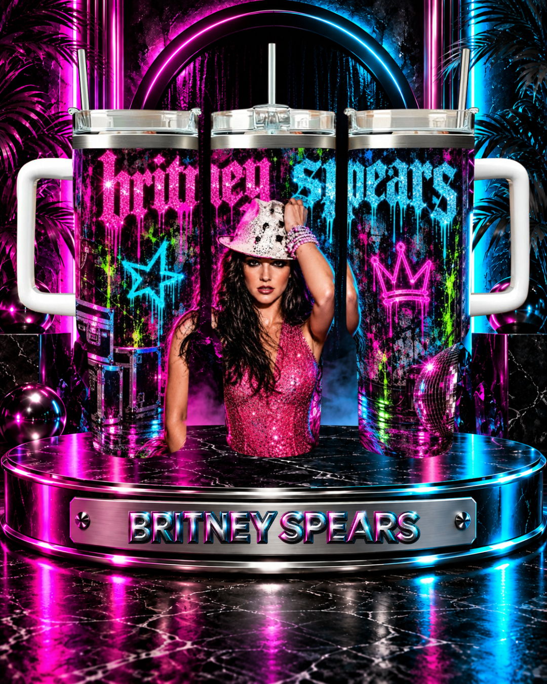 Britney Spears — Neon Royalty | 40oz Tumbler with Handle