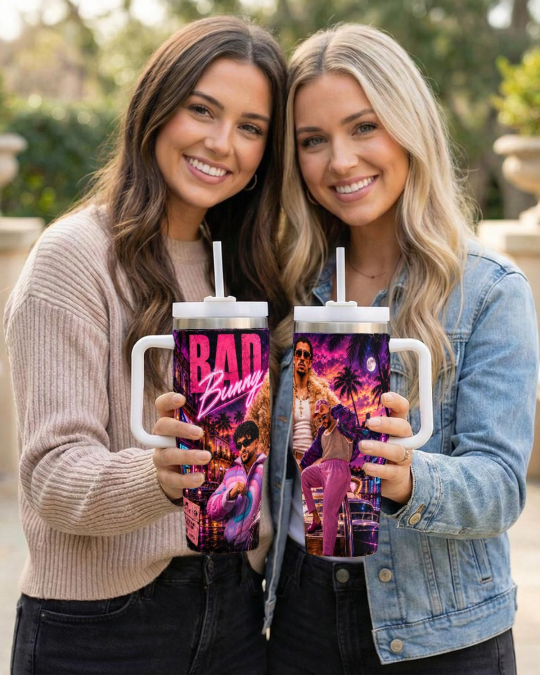 Bad Bunny — Neon Verano | 40oz Tumbler With Handle