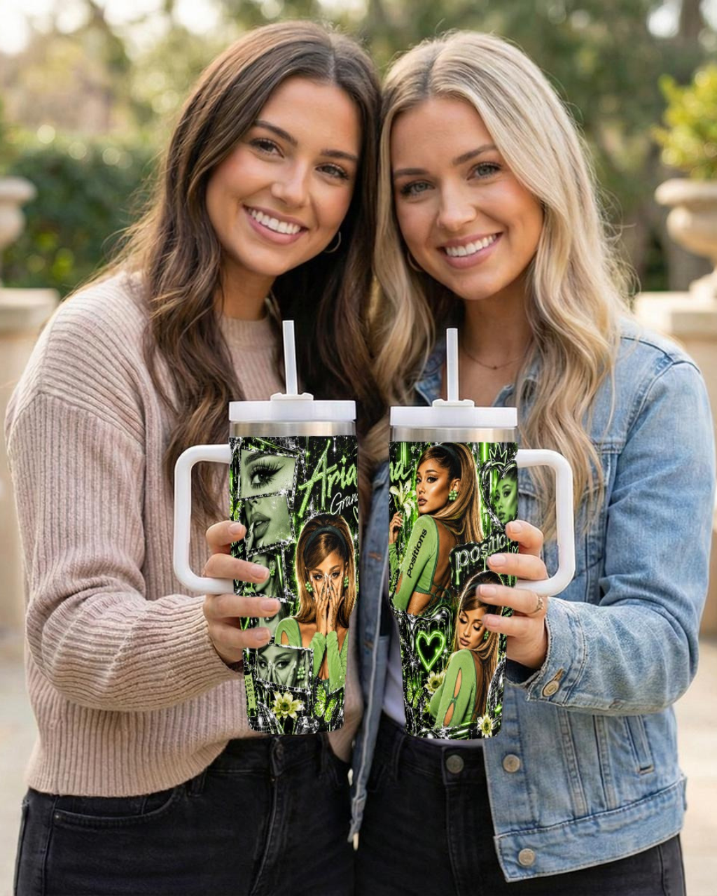 Ariana Grande — Positions In Green | 40oz Tumbler With Handle