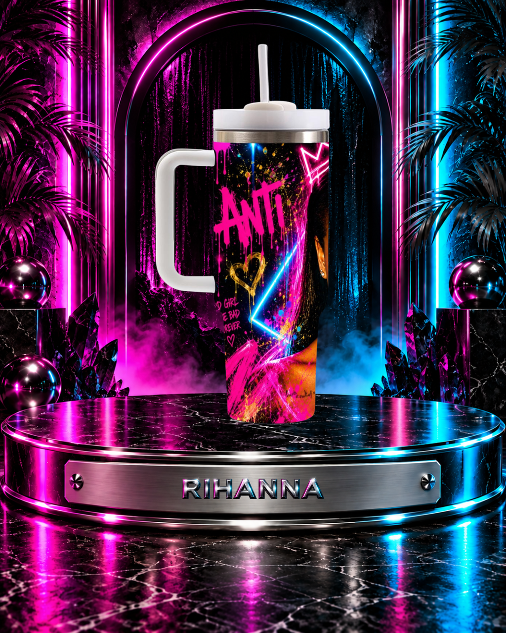 Rihanna — Neon Royalty | 40oz Tumbler With Handle