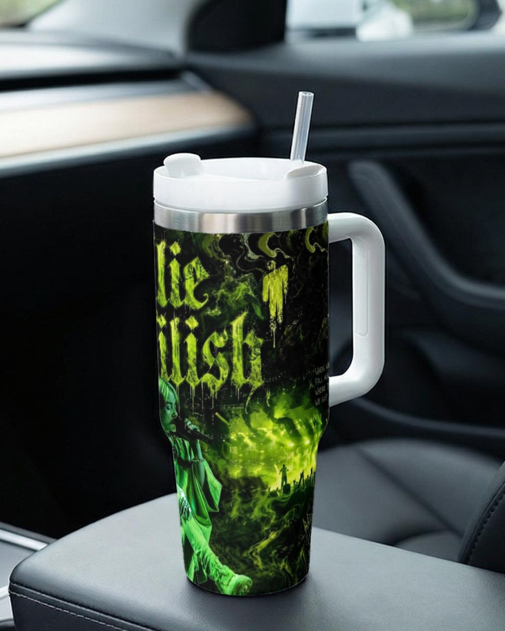 Billie Eilish — Toxic Green | 40oz Tumbler With Handle