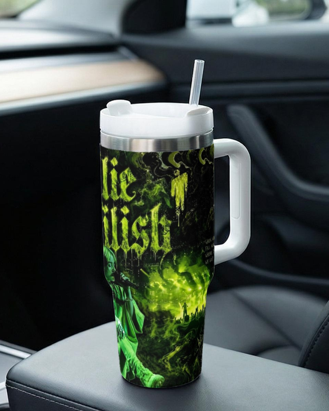 Billie Eilish — Toxic Green | 40oz Tumbler With Handle