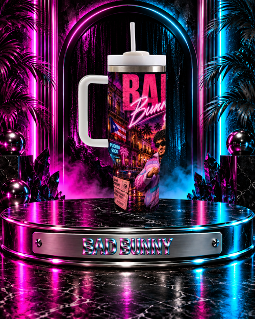 Bad Bunny — Neon Verano | 40oz Tumbler With Handle