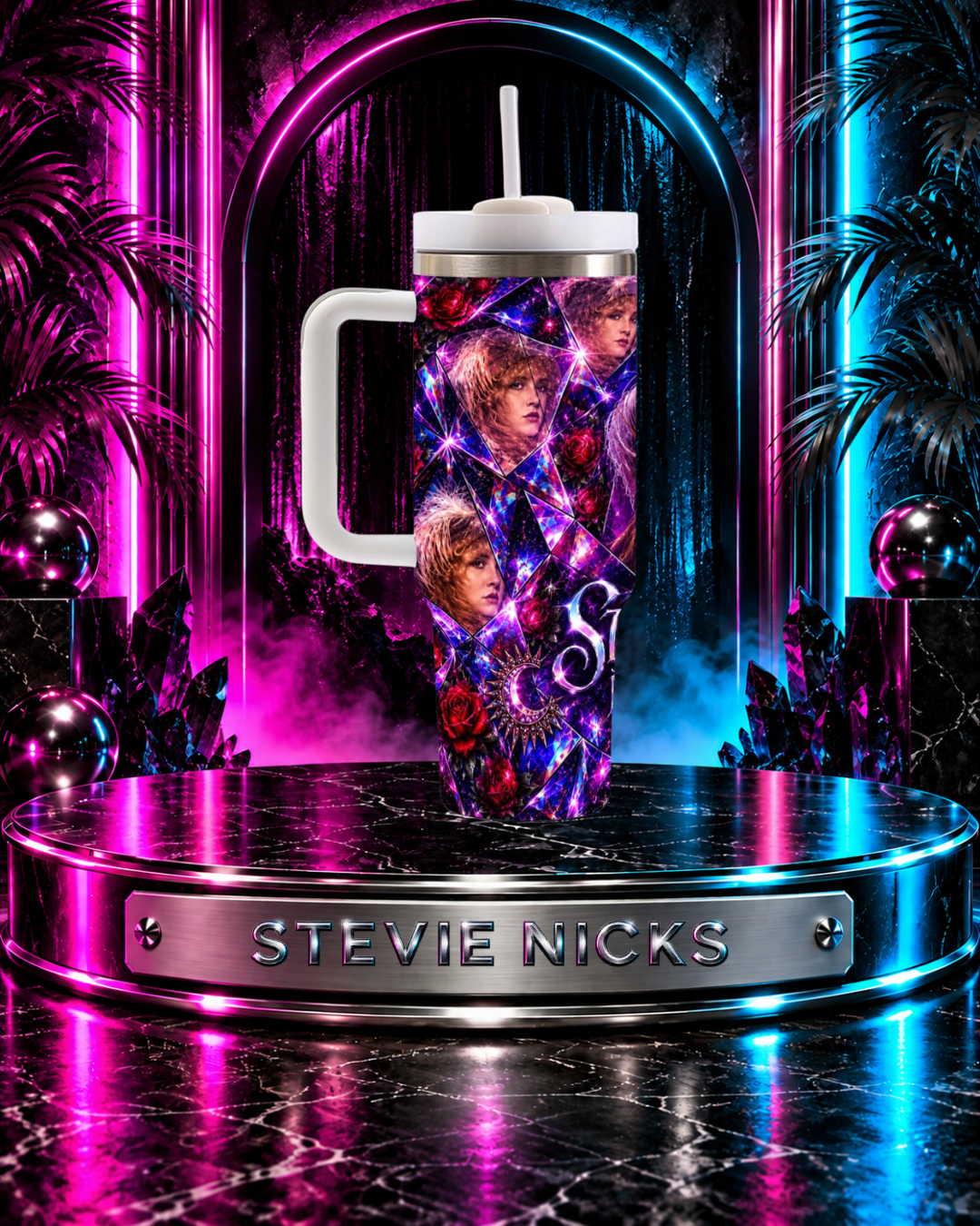 Stevie Nicks — Pink Crystal Visions | 40oz Tumbler With Handle