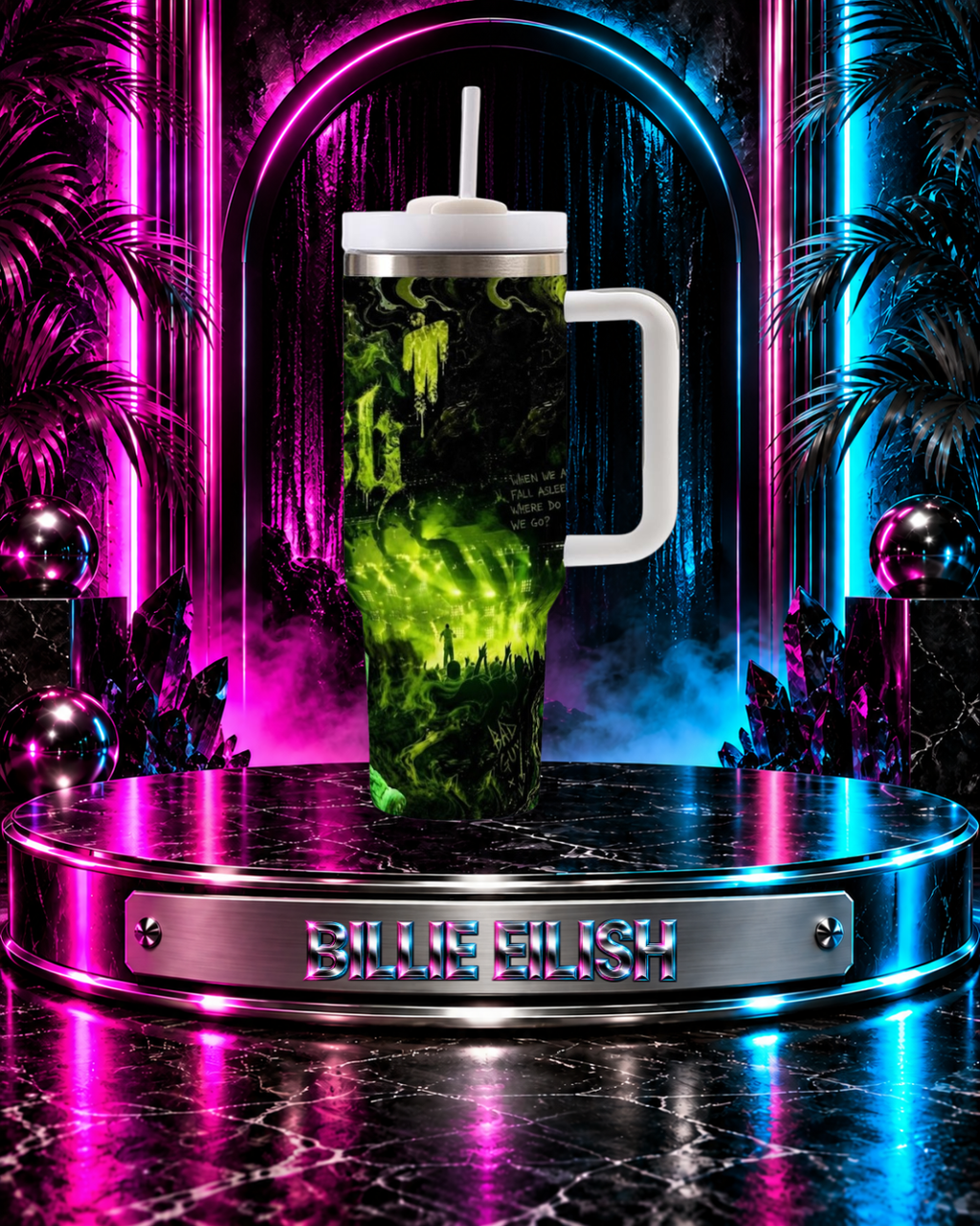Billie Eilish — Toxic Green | 40oz Tumbler With Handle