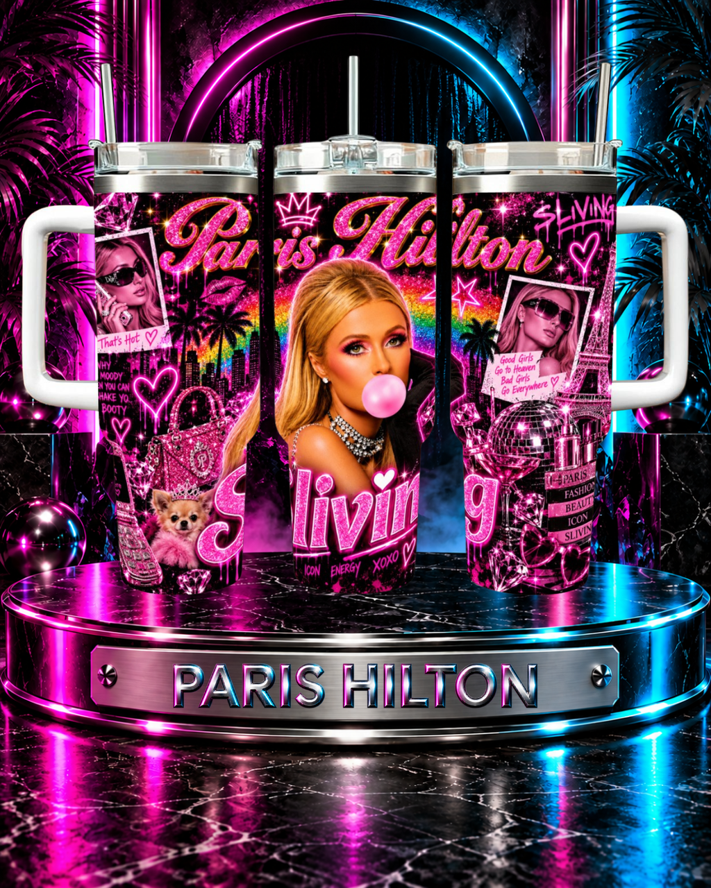 Paris Hilton — Bubblegum Sliving | 40oz Tumbler With Handle