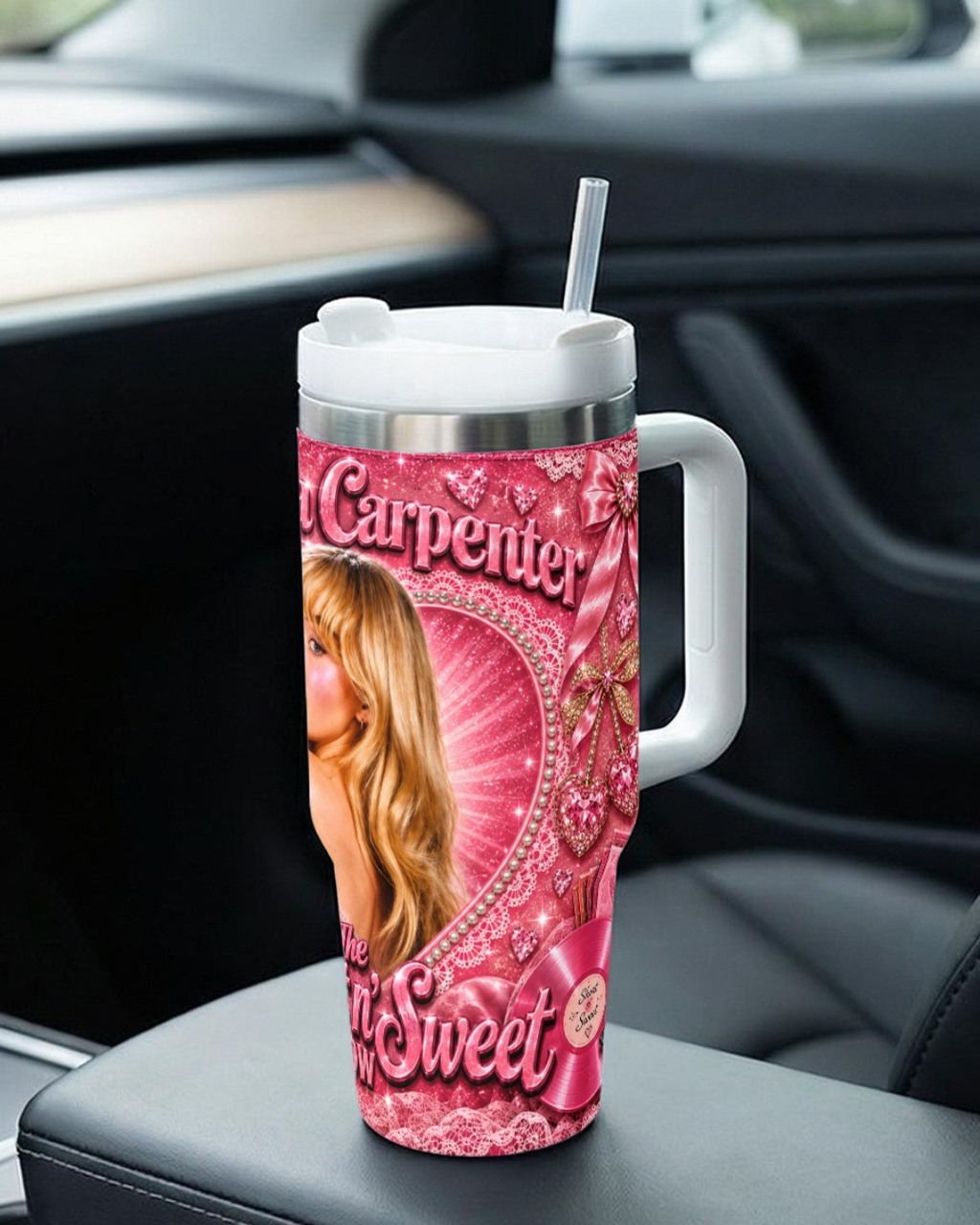 Sabrina Carpenter — Short N' Sweet Pink Sugar Dreams | 40 oz Tumbler With Handle