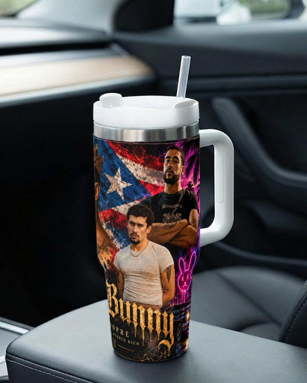 Bad Bunny — King Of Puerto Rico | 40 oz Tumbler With Handle